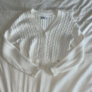 Cropped White Cardigan